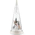 Lenox 895174 Lit Christmas Cone with North Pole Snowman Scene, Holiday Decor
