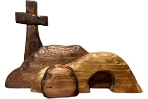 Empty Tomb Easter Decor, Wooden Easter Resurrection Scene Set, Walnut Empty Tomb and Cross Decoration, Easter Tray Bundle Kit