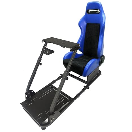 Lenkradständer für Rennsimulator Logitech G29 Thrustmaster mit verstellbarem schwarz-Blauen Streifen PVC Racing Sitz blau bla