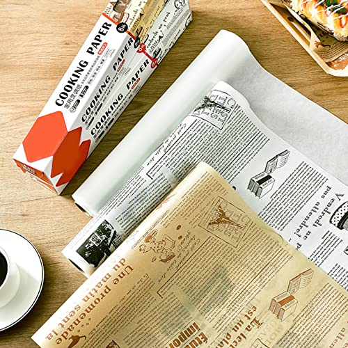 2 Rolls Parchment Paper for Baking, 26FT High Temperature Resistant Waterproof and Greaseproof Baking Paper Suitable, For Cooking、Grilling、Steaming and Air Fryer (Brown and White)