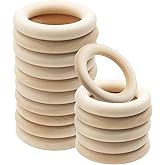 Uenhoy 15 Pcs 60mm/2.36" Natural Wood Rings, Unfinished Wooden Rings for DIY Craft, Macrame Rings, Jewelry Making
