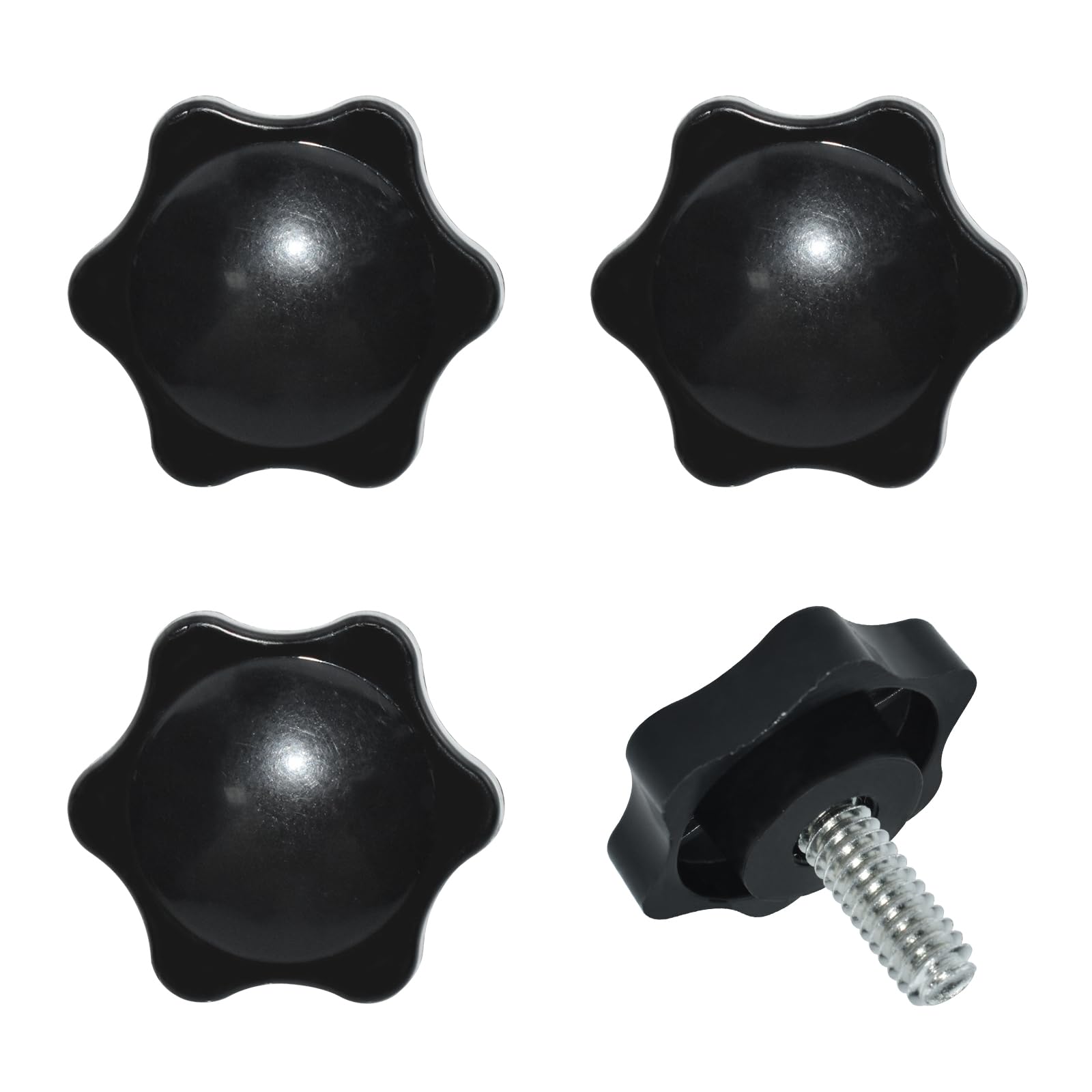 Photo 1 of Aifeier ET 4 Pieces Star Hand Knob, 1/4"-20 x 0.63“ Threaded Post Black Plastic Hex Shaped Clamping Knob Handle