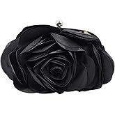 Little Floral Clutch Purse for Women - Elegant Rose Petal Evening Bag with Detachable Chain for Wedding, Gala, Prom