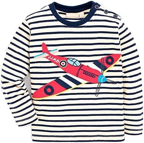 Baby Boys T-shirt with Sleeves Cotton Kids Hoodies Striped for Boy Clothes Appliques (2T,Plain)