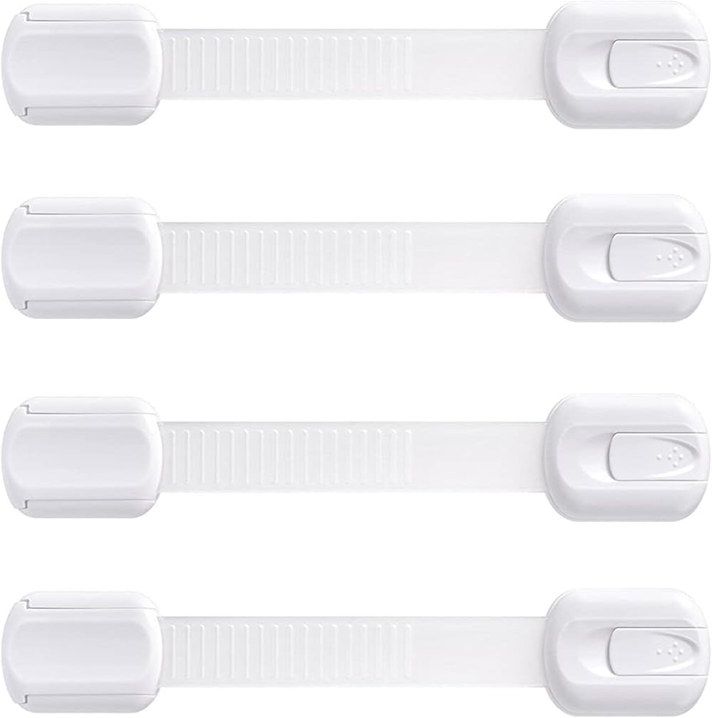 BooBoo Baby 4 Pack Child Proof Refrigerator Locks Adjustable 3-7in