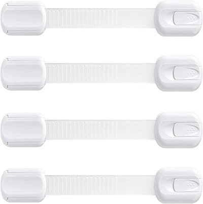 BooBoo Baby 4 Pack Child Proof Refrigerator Locks Adjustable 3-7in