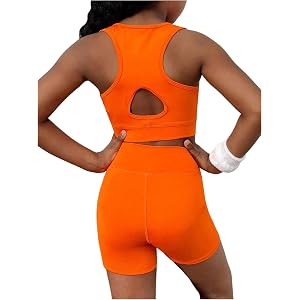 Floerns Girl's 2 Piece Workout Outfits Running Tank Top with Biker Shorts Athletic Sets