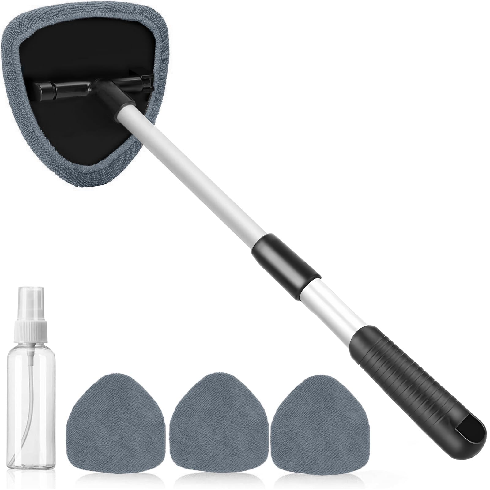 Photo 1 of desin Windshield Cleaning Tool, Car Window Cleaner Windshield Cleaner with 4 Reusable and Washable Microfiber Pads and Extendable Handle Auto Inside Glass Wiper