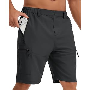 UUMIAER Men's Hiking Cargo Shorts 9" Lightweight Quick Dry Outdoor Shorts | Comfy Mens Shorts with 5 Zipper Pockets for Summe