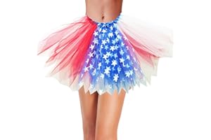 DMLBC Red White Blue Star Tutu Skirt for Women American Flag 4th of July Skirt
