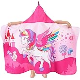 UOMNY Unicorns Hooded Towels for Kids,Soft Kids Beach Towel,30" x 50" for 3-10 Years Girls,Hooded Bath Towel,Toddler Bath Towels