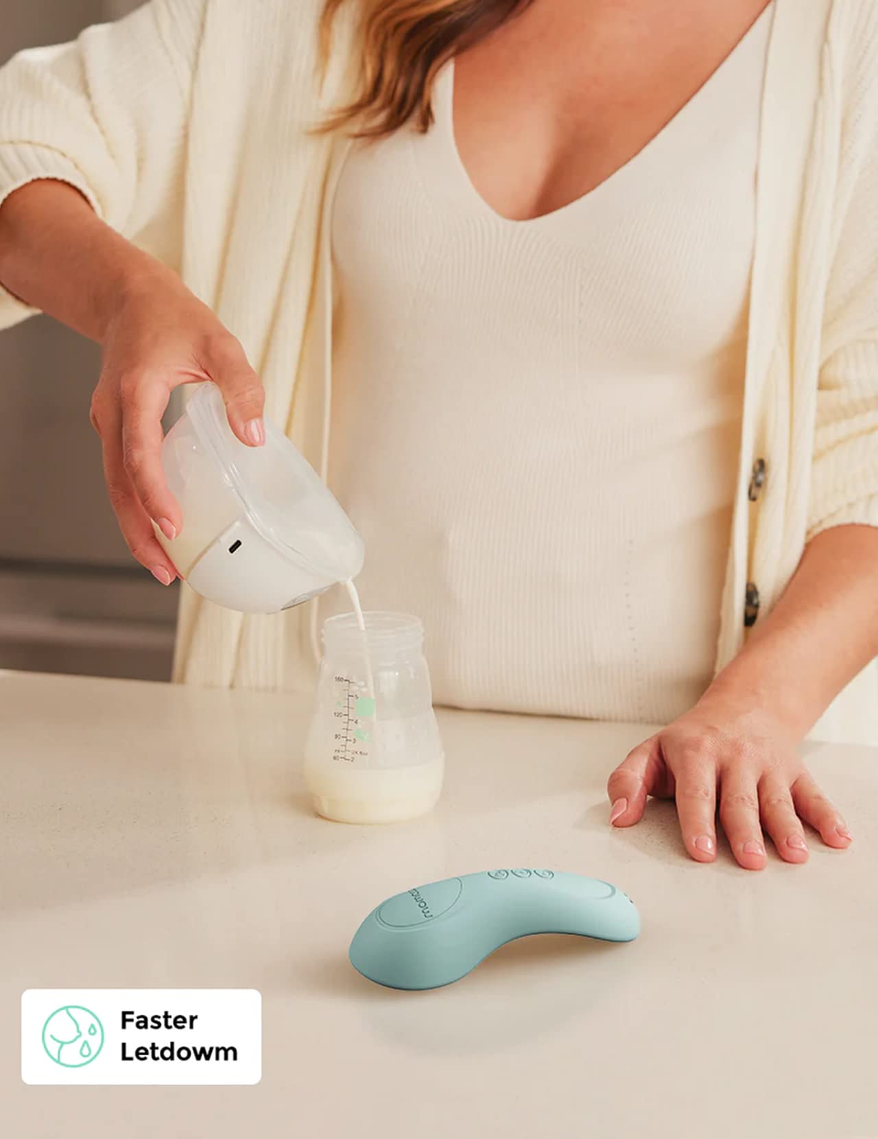Momcozy Rolling Lactation Massager with Heat, 3-in-1 Real-Like Massage for Relieve Clogged Ducts, Breast Massager Warming for Breastfeeding, Improve Milk Flow, Blue-Green
