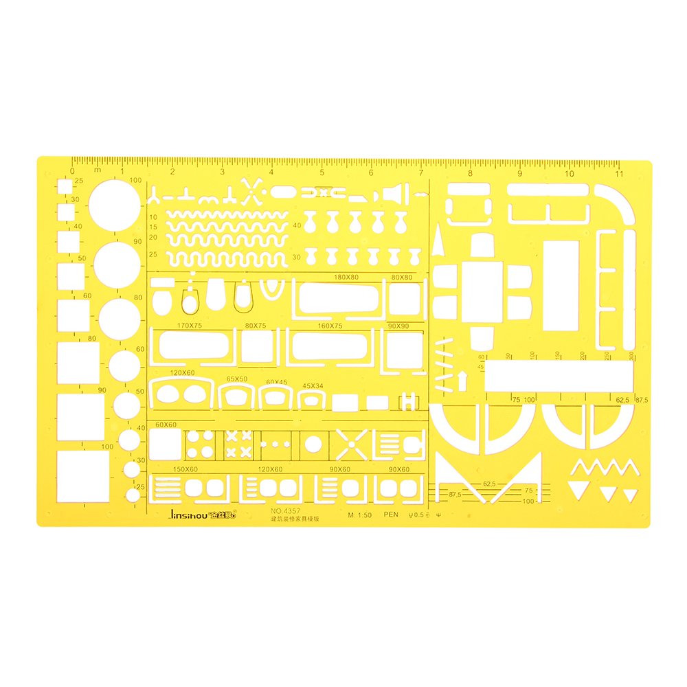 MASUNN 1:50 Interior Decorations Architectural Furniture Drawing Template KT Soft Plastic Ruler Stencil
