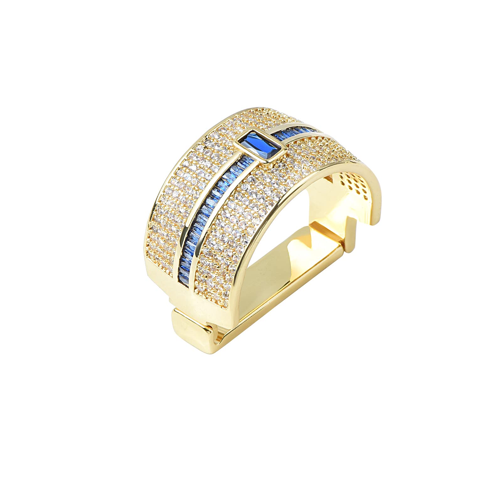 VVCome Men's Micro Pave Cubic Zirconia Tie Clips - Gold Plated Brass, Cubic Zirconia - Tie Holder, Crystal Necktie Ring, Tie Tacks - Wedding, Business Accessories