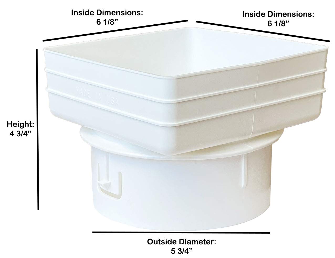 Universal Downspout To Drain Pipe Tile Adapter (6x6x6, Black) on