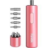 Fanttik S1 Capsule Cordless Screwdriver, Electric Screwdriver(Pink) | Max 5 N.m, 320 RPM Motor, 5 Pcs Double-Ended Bits, Compact Design, LED Light, 1/4''Hex, Idea Tool for Furniture, Appliances