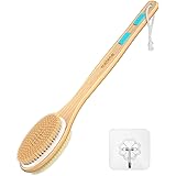 Metene Shower Brush with Soft and Stiff Bristles, Exfoliating Skin and A Soft Scrub, Double-sided Brush Head for Wet or Dry B