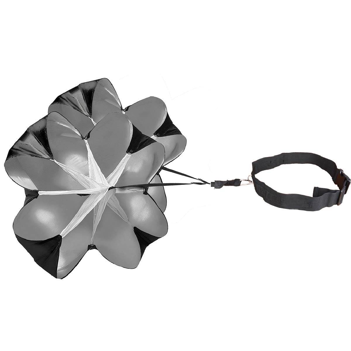 TRIWONDER Running Umbrella Speed Training Resistance Parachute Running Sprint Chute for Soccer Football Sport Power Fitness Core Strength Training ([Removable] Black - 56in with 2 chutes)