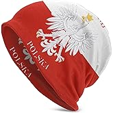 Niqqzit Polish Flag Poland Polska Beanie Hat for Men/Women Slouchy Beanie Ski Skull Cap Winter Thin Stretch Acrylic Knit Hat Black