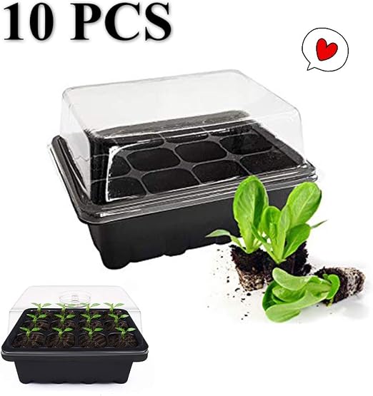 You S Auto 10 Pcs Seed Trays Seedling Tray Indoor Outdoor Greenhouses To Germinate Seeds Mini Greenhouse Grow Plant Pots Durable Reusable And Recyclable Amazon Co Uk Garden Outdoors
