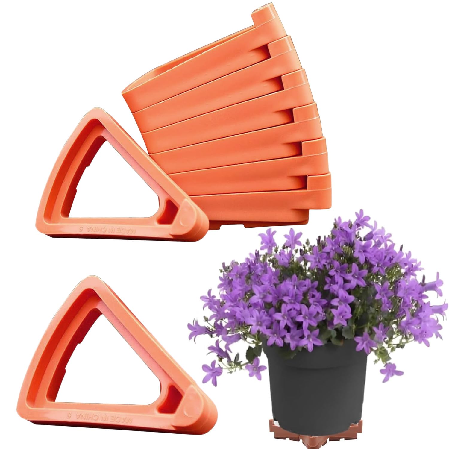 AidShunn 24 Pcs Flower Pots Feet Plant Pot Breathable Triangle Supports Invisible Flower Pot Risers Toes Lifters Potted Plant Stand For Indoor Outdoor Garden Plant Flower Container