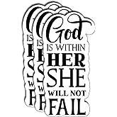 (3Pcs) God is Within Her She Will Not Fail Sticker Bible Verse Christian Faith Stickers for Laptop Water Bottle Journal Tumbler Vinyl Decal Inspirational Spiritual Gifts for Women Size 1.3 x 3 Inch