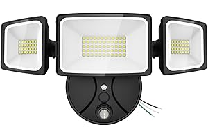 Onforu 70W LED Dusk to Dawn Flood Lights, 7000LM Black Exterior Security Outdoor Lighting,IP65 Waterproof Outdoor 3 Adjustable Heads Photocell Light Fixture,6500K Floodlight for Garage,Patio,Yard