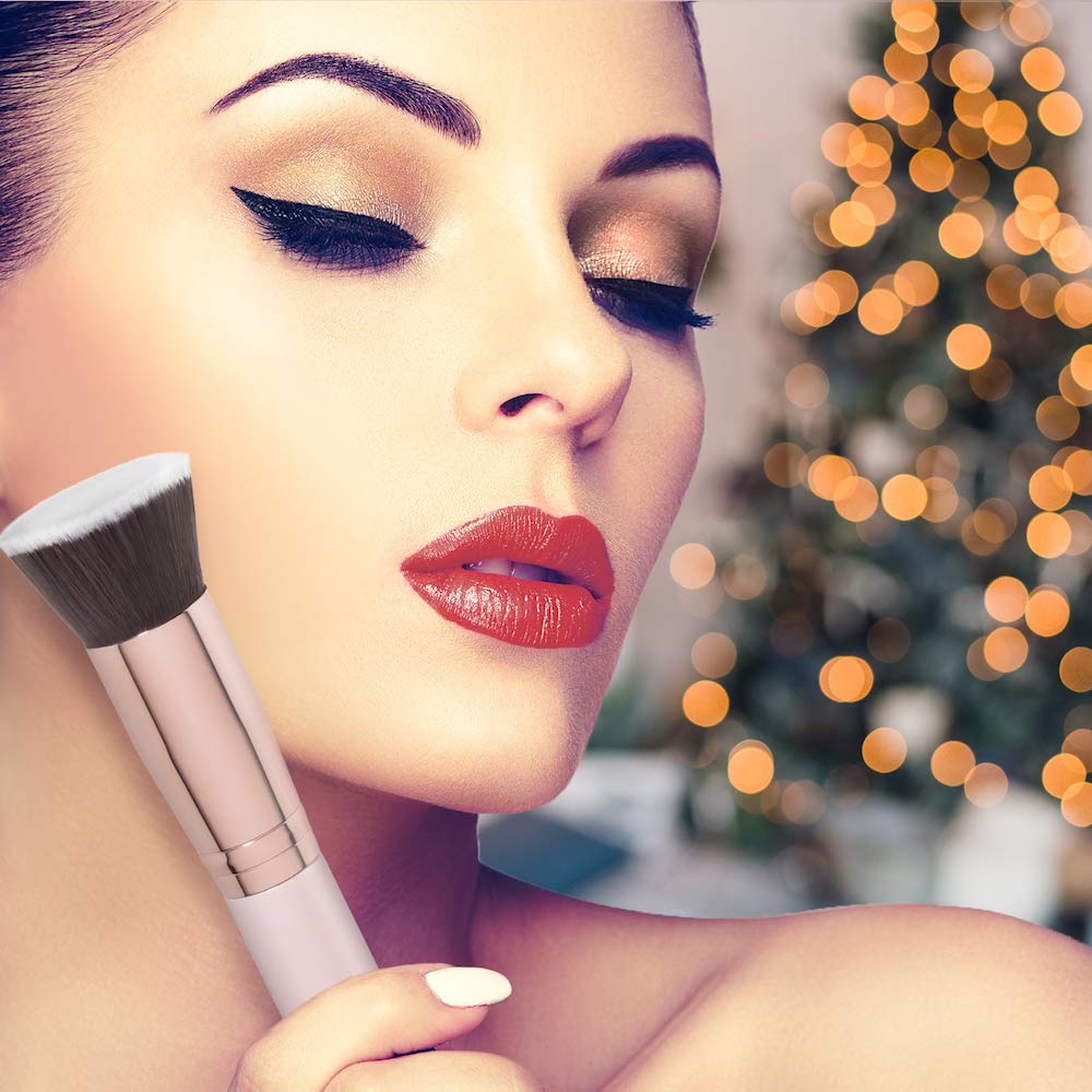 Foundation Makeup Brush Flat Top Kabuki for Face - Perfect For Blending Liquid, Cream or Flawless Powder Cosmetics - Buffing, Stippling, Concealer - Premium Quality Synthetic Dense Bristles!: Beauty