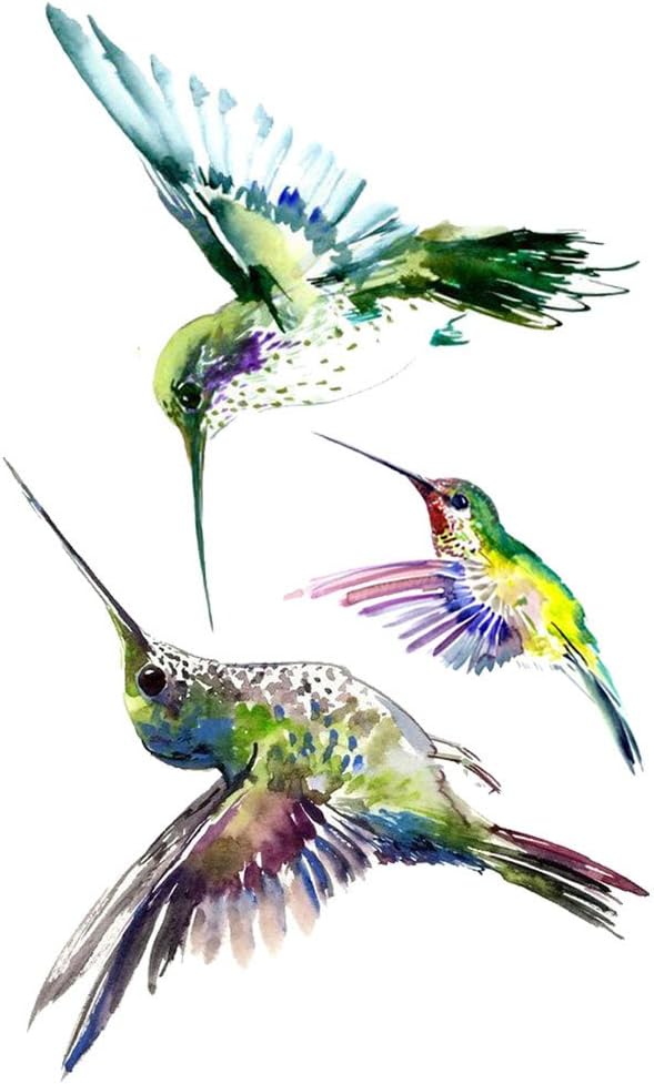 WYUEN 5 PCS Hummingbirds Women Body Temporary Tattoos Kids Fake Tattoo Stickers Children Body Art 9.8X6cm (FA-101)