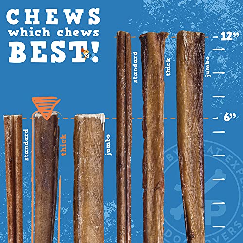 Jack&Pup 6 Inch Thick Bully Sticks for Medium Dogs, Dog Bully Sticks