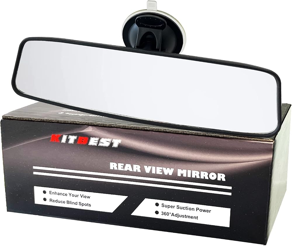 Kitbest Rear View Mirror with Suction Cup 240x64mm Universal for Car SUV Truck