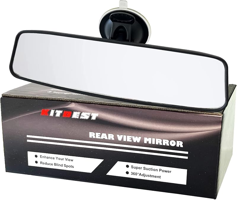 Kitbest Rear View Mirror with Suction Cup 240x64mm Universal for Car SUV Truck