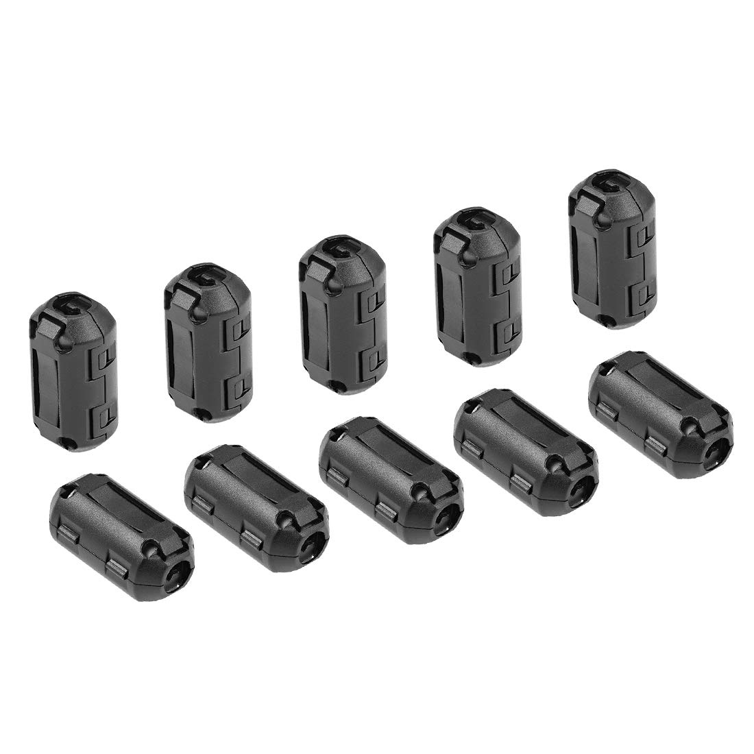sourcing map 4.7-6.7mm Ferrite Cores Ring Clip-On RFI EMI Noise Suppression Filter Cable Clip, Black 10pcs