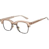 Cyxus Browline Frame Glasses Blue Light Glasses for Men Women UV Protection Lightweight Computer Glasses for Screen(8557T39 Light Brown)