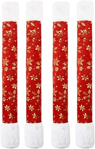 Amosfun 4pcs Christmas Handle Covers Refrigerator Door Handle Cover Snowflake Appliance Handle Covers for Double Door Fridge Kitchen Microwave Dishwasher Decoration