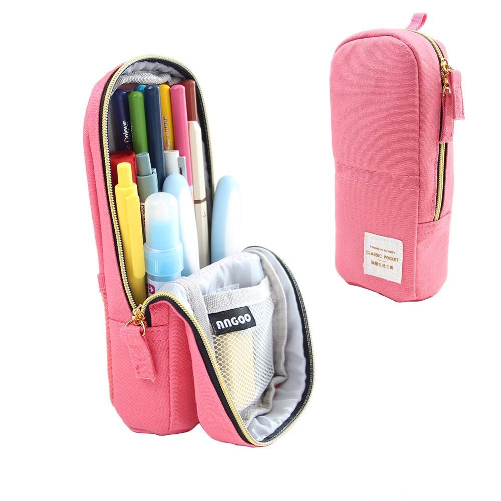 Somio Pencil Case Large Capacity Canvas Stationery Bag Holder Storage for School Office College Student Boys and Girls (Rose Red)