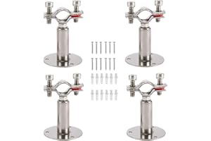 Flunyina 25mm 3/4 in Stainless Steel Wall Mount Pipe Supports - Adjustable Bracket Clamp Straps for Ceiling Mount With Screws