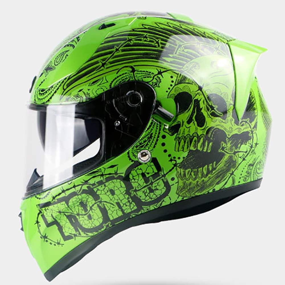 Motorcycle Helmet Full Coverage Anti-Fog Double Lens CEC Certification Wireless Connection Full Helmet Men And Women Winter Warm (M54-4Xl66cm),XL lxhff (Color : -)