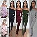 Longwu Women's Fashion off-Shoulder Drawstring Jumpsuits Rompers Knee Hole Pants with Pockets Lounge Wear