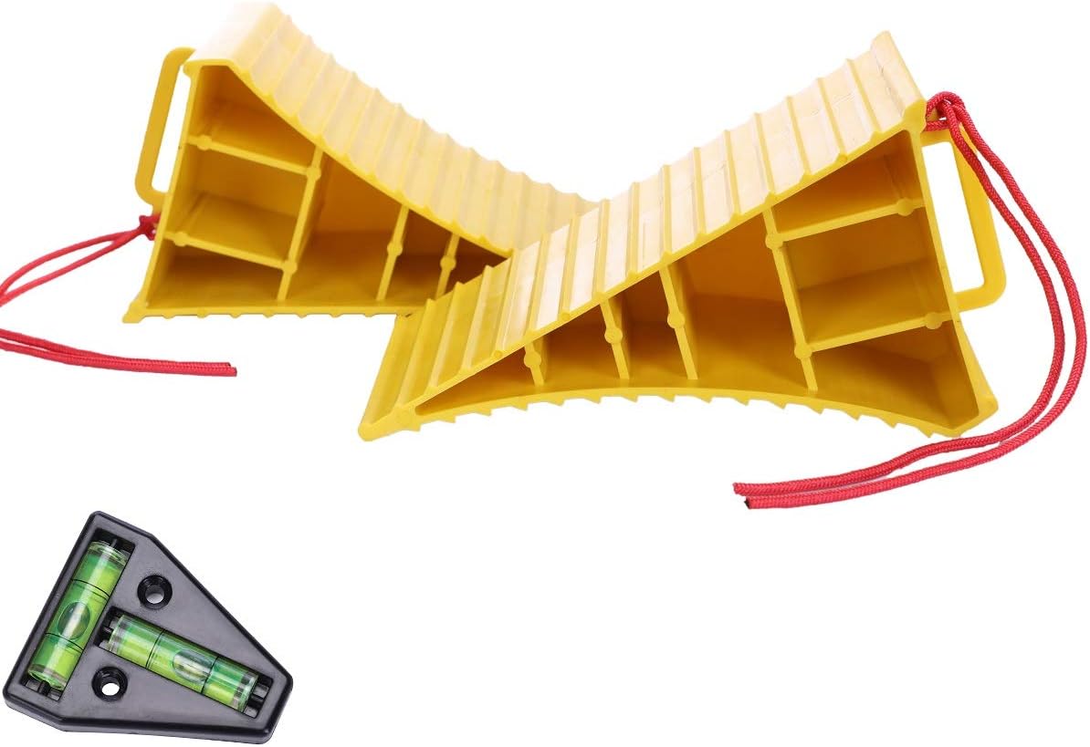 Homeon Wheels RV Camper Large Wheel Chocks with Handle and Rope for Safety-Car Chocks, Tire Chocks, Trailer Solid Heavy Duty Wheel Chocks-2 Packs.(Yellow): Automotive