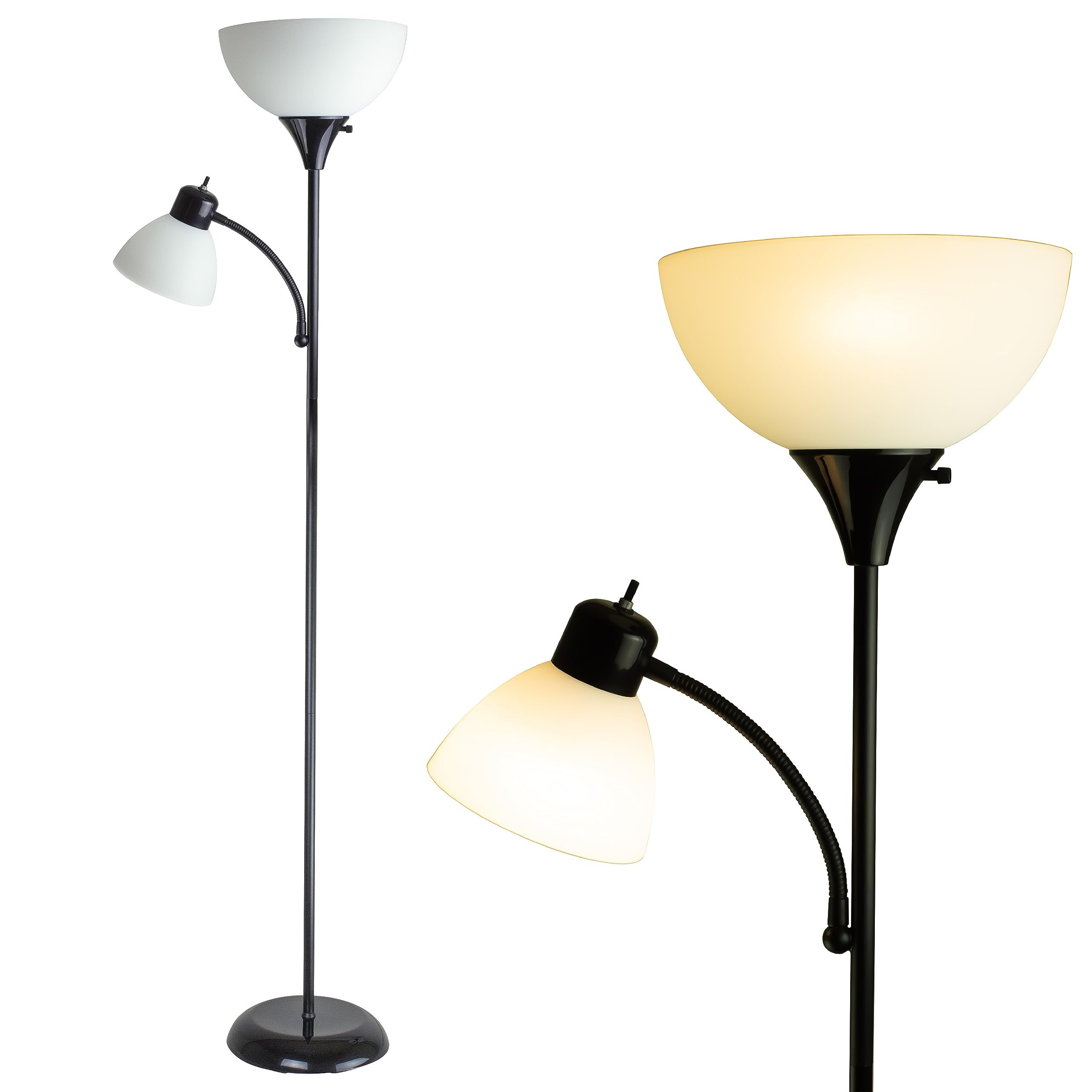 Photo 1 of Newhouse Lighting NHFL-WI-BK Torchiere William 71 inch Modern Standing Daughter Floor Lamp, Perfect Light for Bedrooms, Living Room, Office, Reading, Mother-Son Black