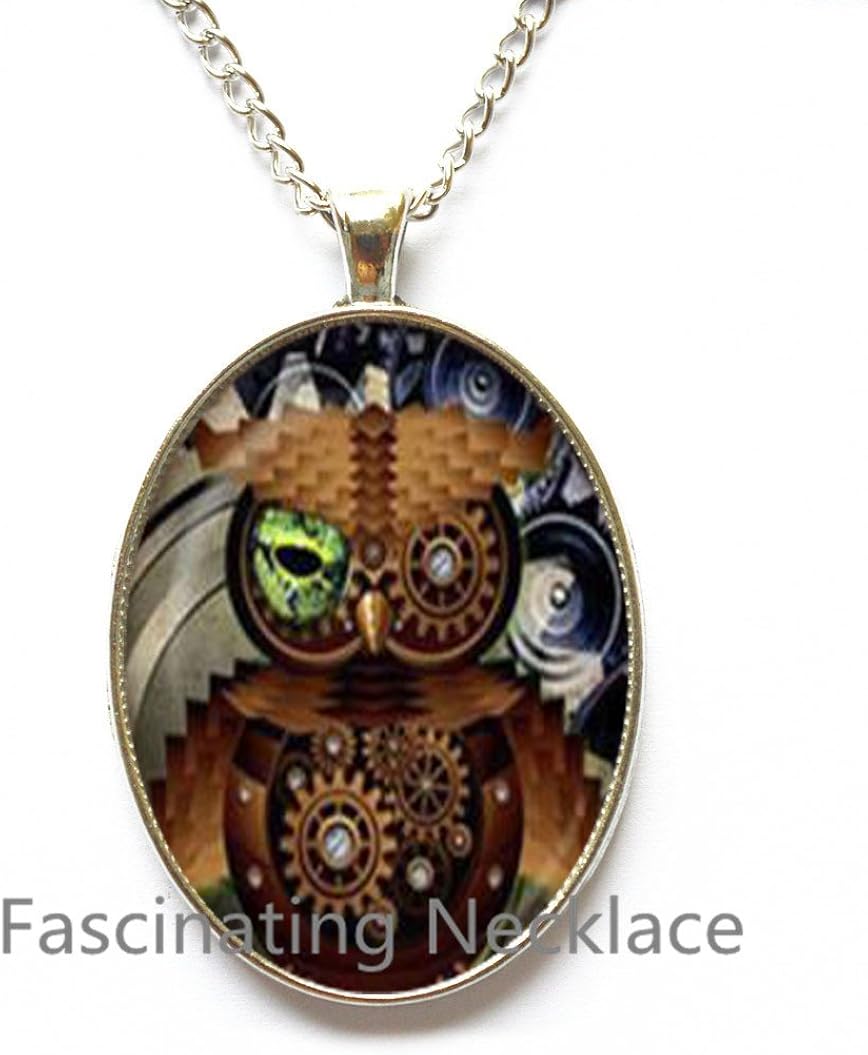 Amazon Com Owl Necklace Steampunk Owl Bird Necklace Owl Pendant Owl Jewelry Glass Art Pendant Charm Bird Jewelry Gothic Ae0149 Jewelry