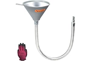Yuesstloo 24.4" Steel Bendable Spout Funnel with Filter for All Automotive Oils, Metal Flexible Long Funnels for Automotive Use for Transmission Fluid, Diesel Fuel, and Other Liquids, with Gloves