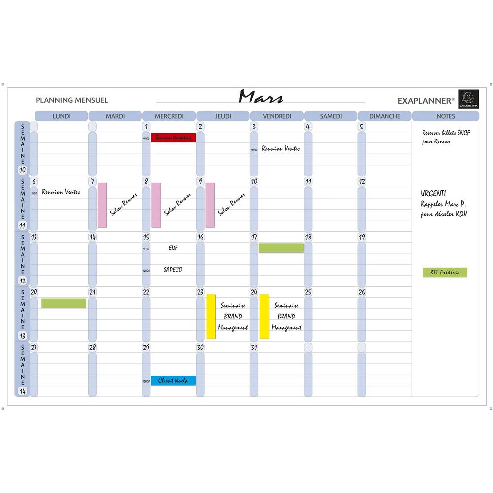 Exacompta 57150E Magnetic Monthly Planner 90 x 59 cm White