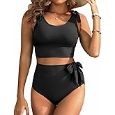 Two Piece High Waisted Swimsuits - Women Tummy Control Bikini Modest Bathing Suit 2PC 2025