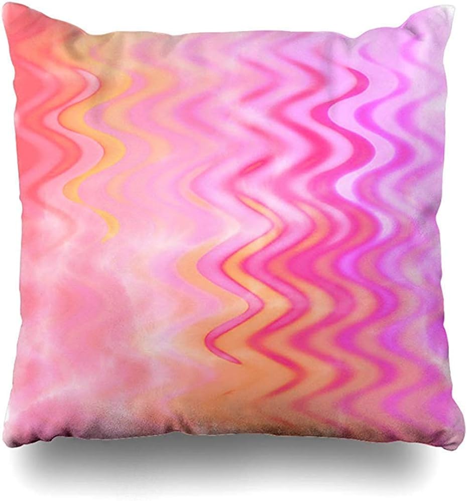 Jubenlcai Decorative Throw Pillow Cover Square Cushion 18"X18" Colorful Zigzag Watercolor Art Artistic Aztec Batik Beautiful Blue Pillowcase Home Decor Kitchen Garden Sofa