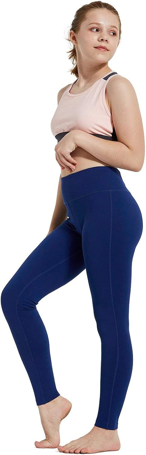 BALEAF Youth Girl's Athletic Dance Leggings Compression Pants Running Active Yoga Tights with Back Pocket: Clothing