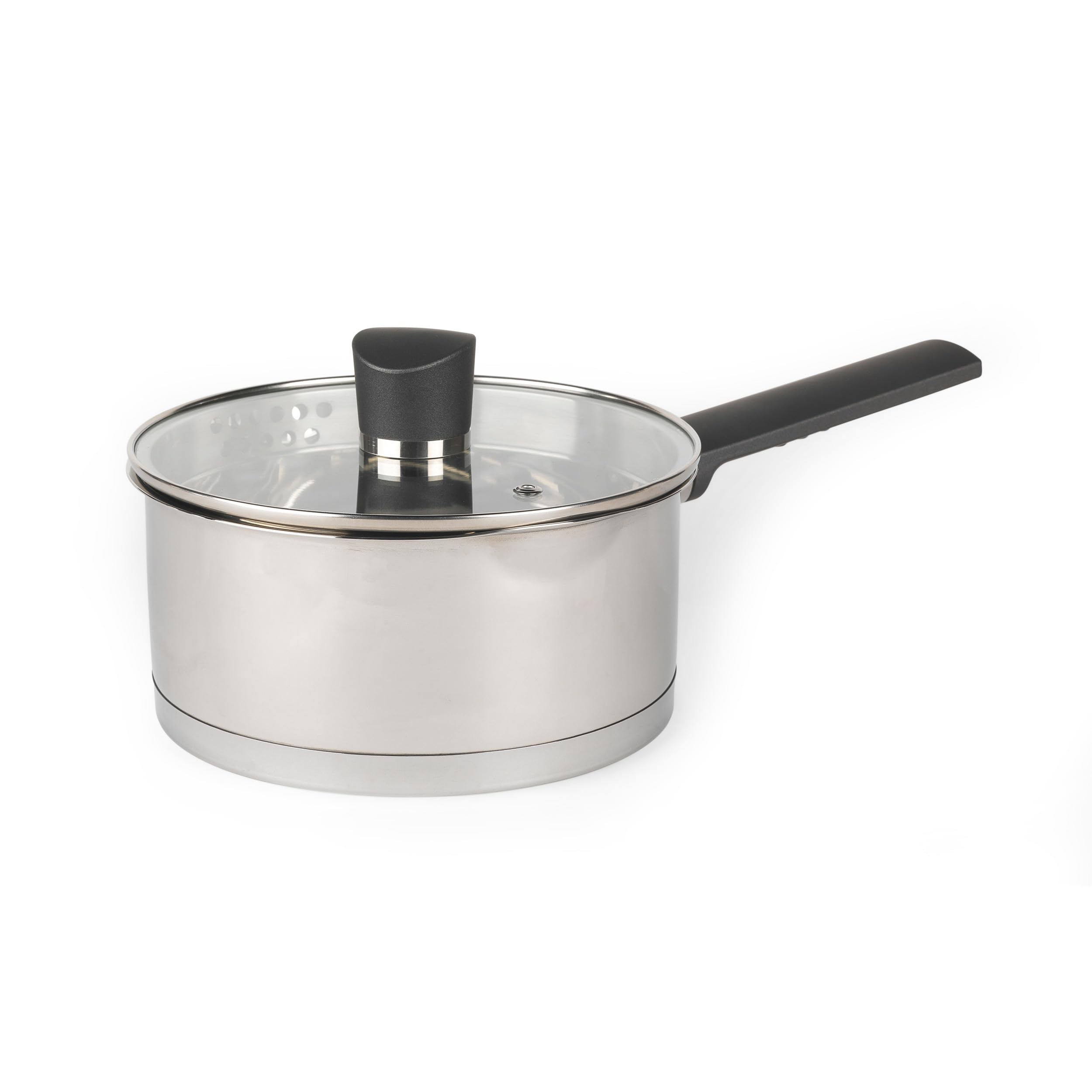 Russell Hobbs RH01163EU Excellence Saucepan with Lid - 18cm Non-Stick Milk Pan, Mirror Polished Stainless Steel, Soup Pan with Pouring Lip, Safe, Suitable for All Kitchen Cooking Hobs