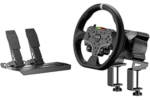 MOZA R3 Racing Wheel and Pedals Bundle for PC, 3.9Nm Direct Drive WheelBase,11-inch ES Lite Steering Wheel,Pedals and Desk Clamp High-Performance Game Racing Simulator for PC User