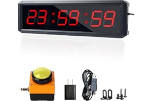 BS-MIAOBO Independent Button Type 1.5-inch Fitness Room Rest Timer, Suitable for Gym Exercise/School/Home Exercise/Boxing Gym/Indoor Rock Climbing (1.5 inch 6-Digit red)